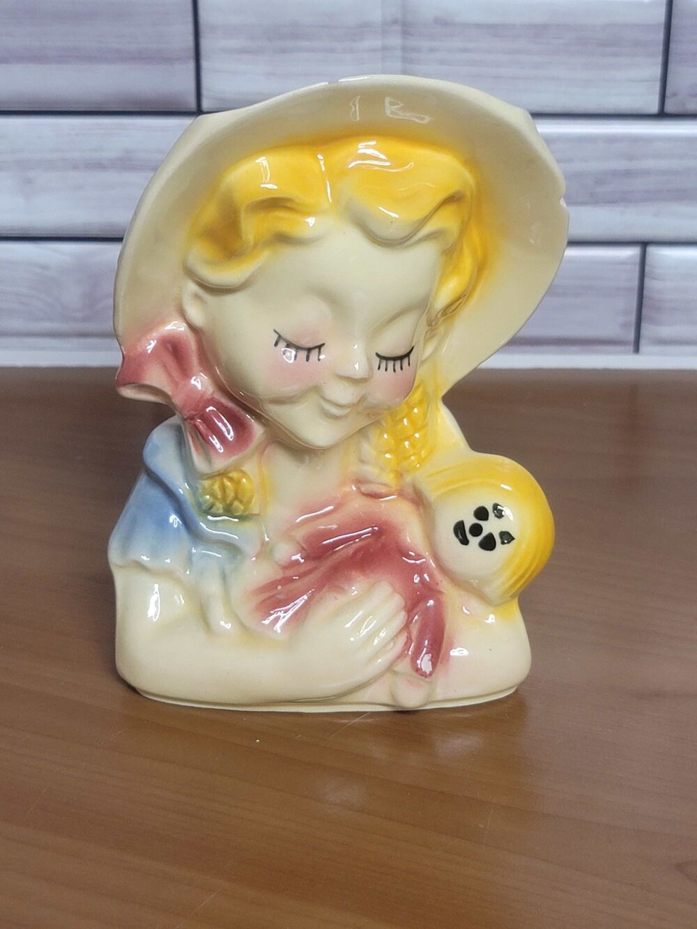 Vintage Girl with Doll Vase, Shawnee Pottery USA